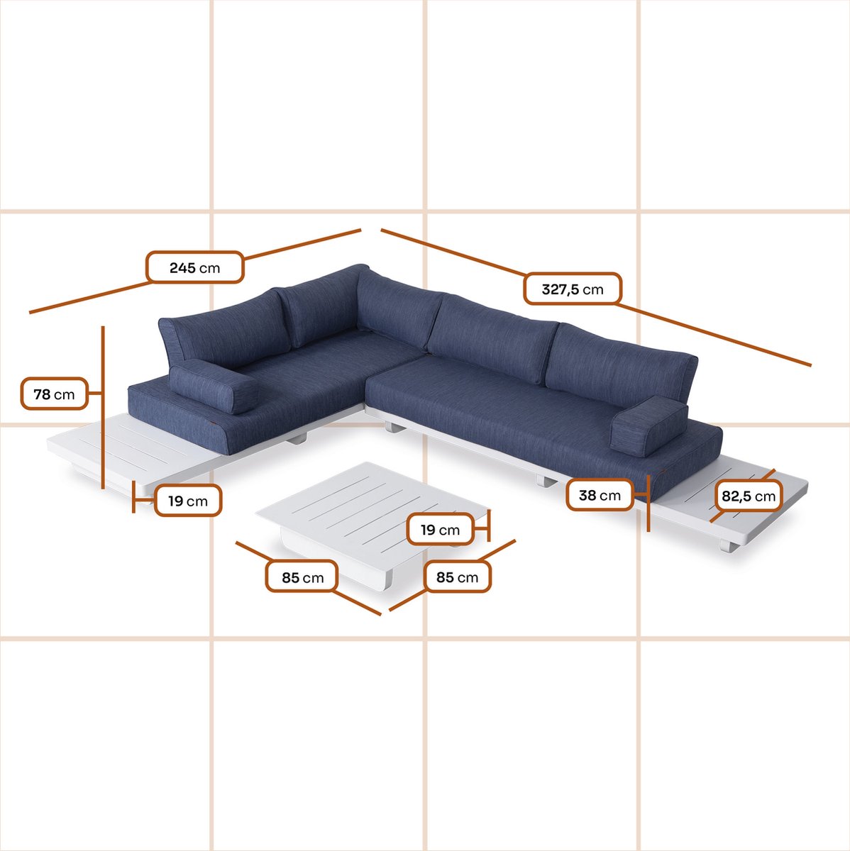 Garten Lounge Set Blau Lagune