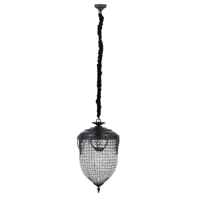 Lida Kristal Hängeleuchte Größe L in Anthrazit, 46 × 46 × 82 cm
