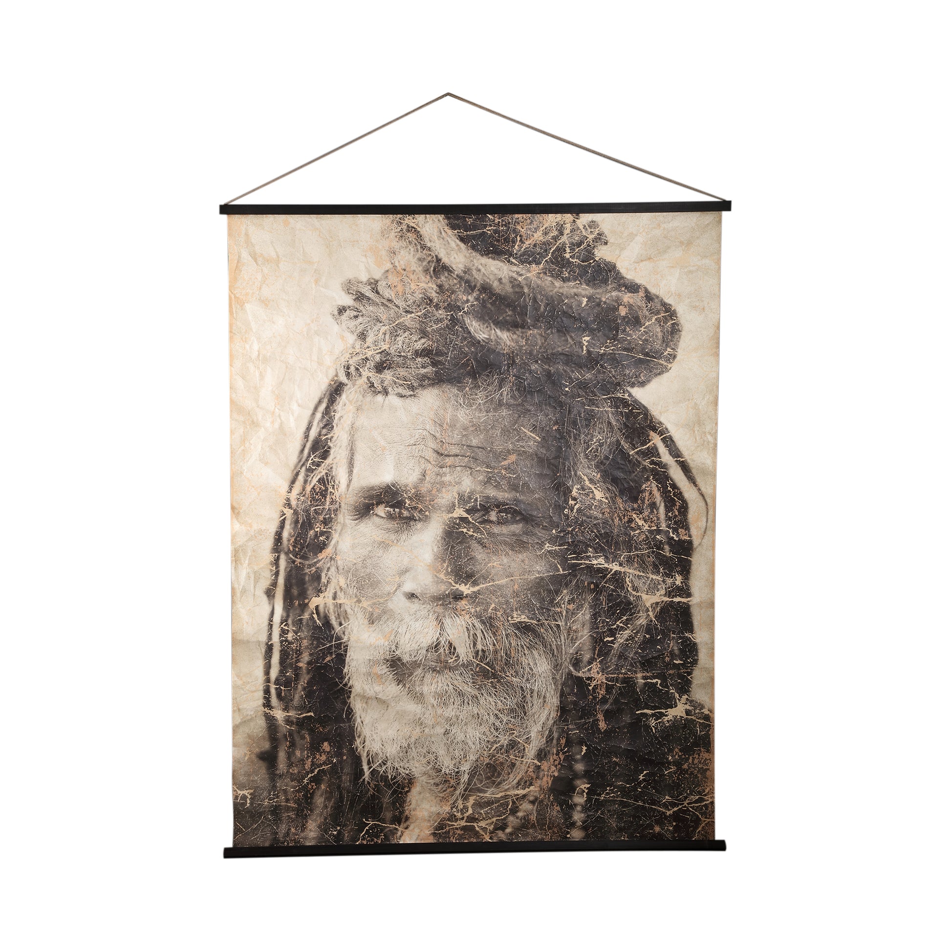 Alexy Wandbild Mann Dreadlocks Beige