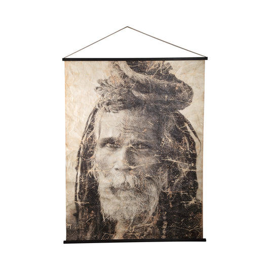 Alexy Wandbild Mann Dreadlocks Beige