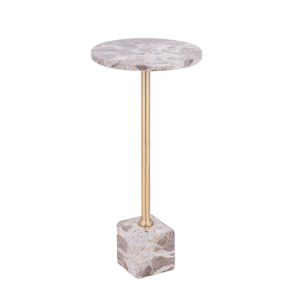 Ebe Beistelltisch Marmor Beige Rund Hoch