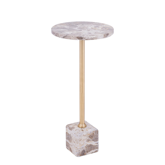 Ebe Beistelltisch Marmor Beige Rund Hoch