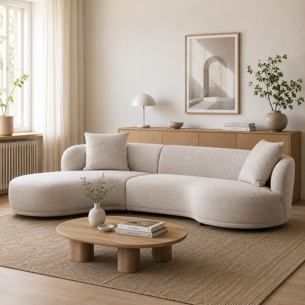 Modernes Lounge-Sofa im nordischen Design in jugendlichem Wohnambiente