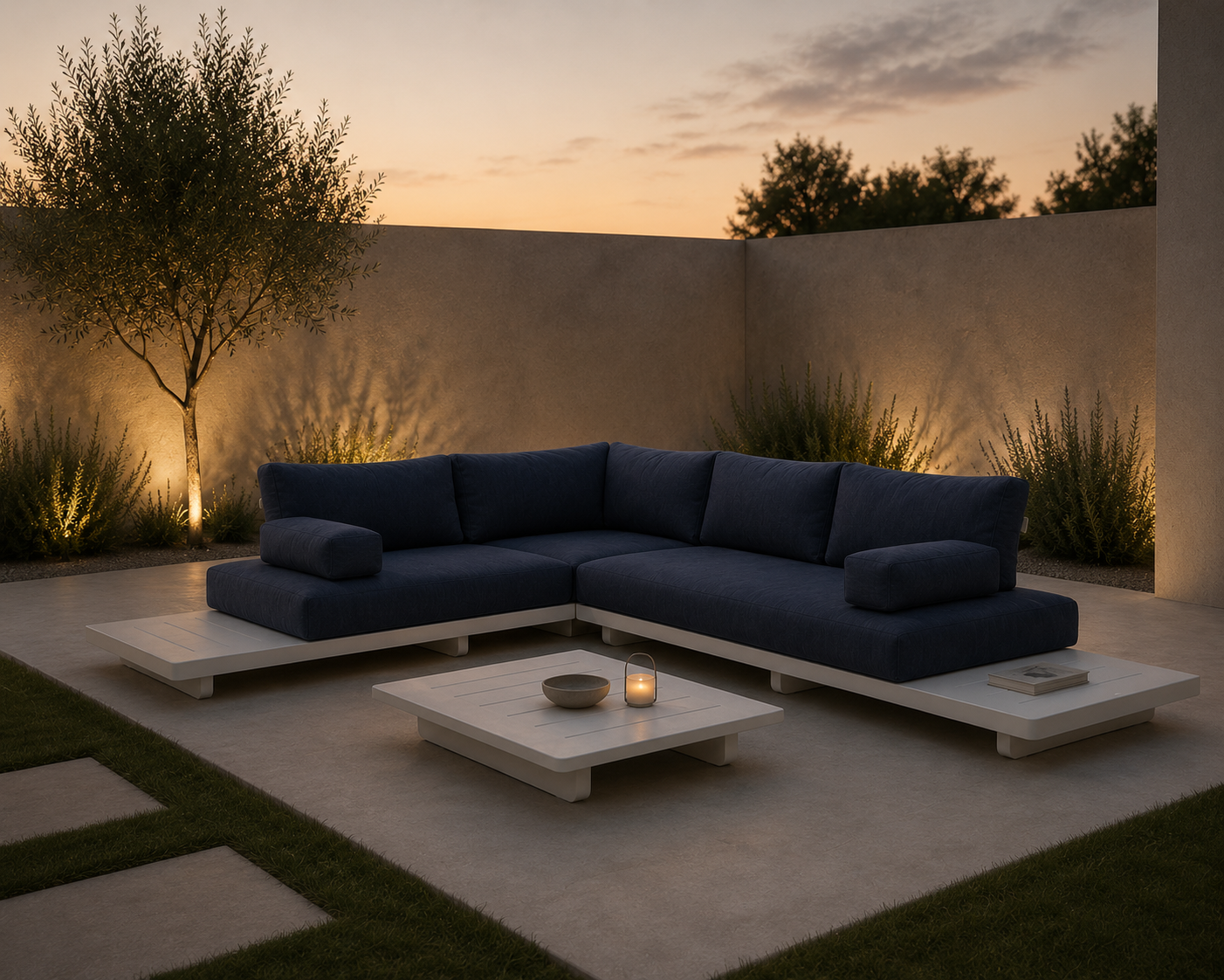 Garten Lounge Set Blau Lagune